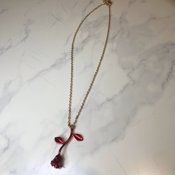 ROSE NECKLACE (RED&GOLD) - Picture 3 of 7